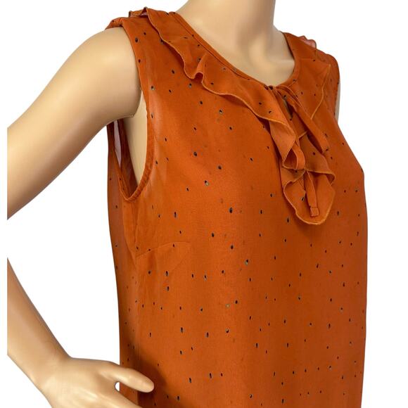 Cabi Sprinkle Ruffle Top Orange Sleeveless Double Layer #3764 Size M - Picture 10 of 12